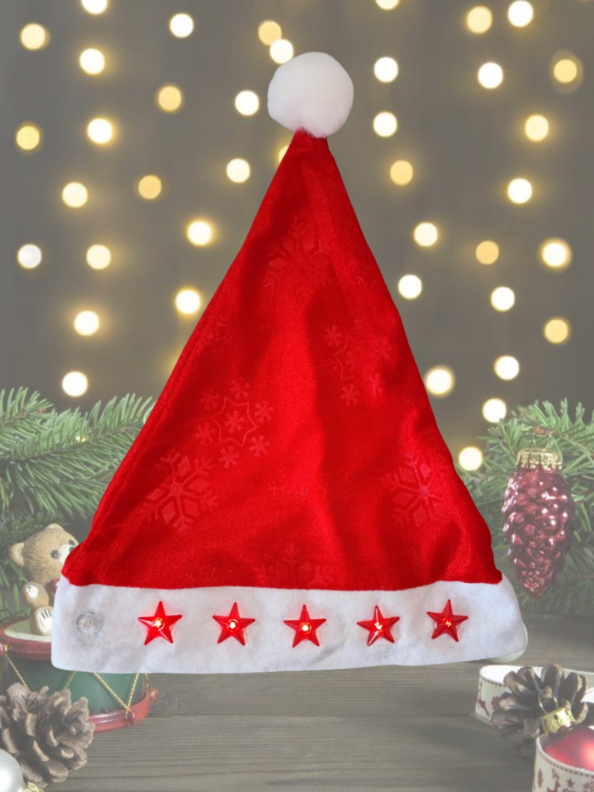 GORRO NAVIDEÑO CON DECORACION