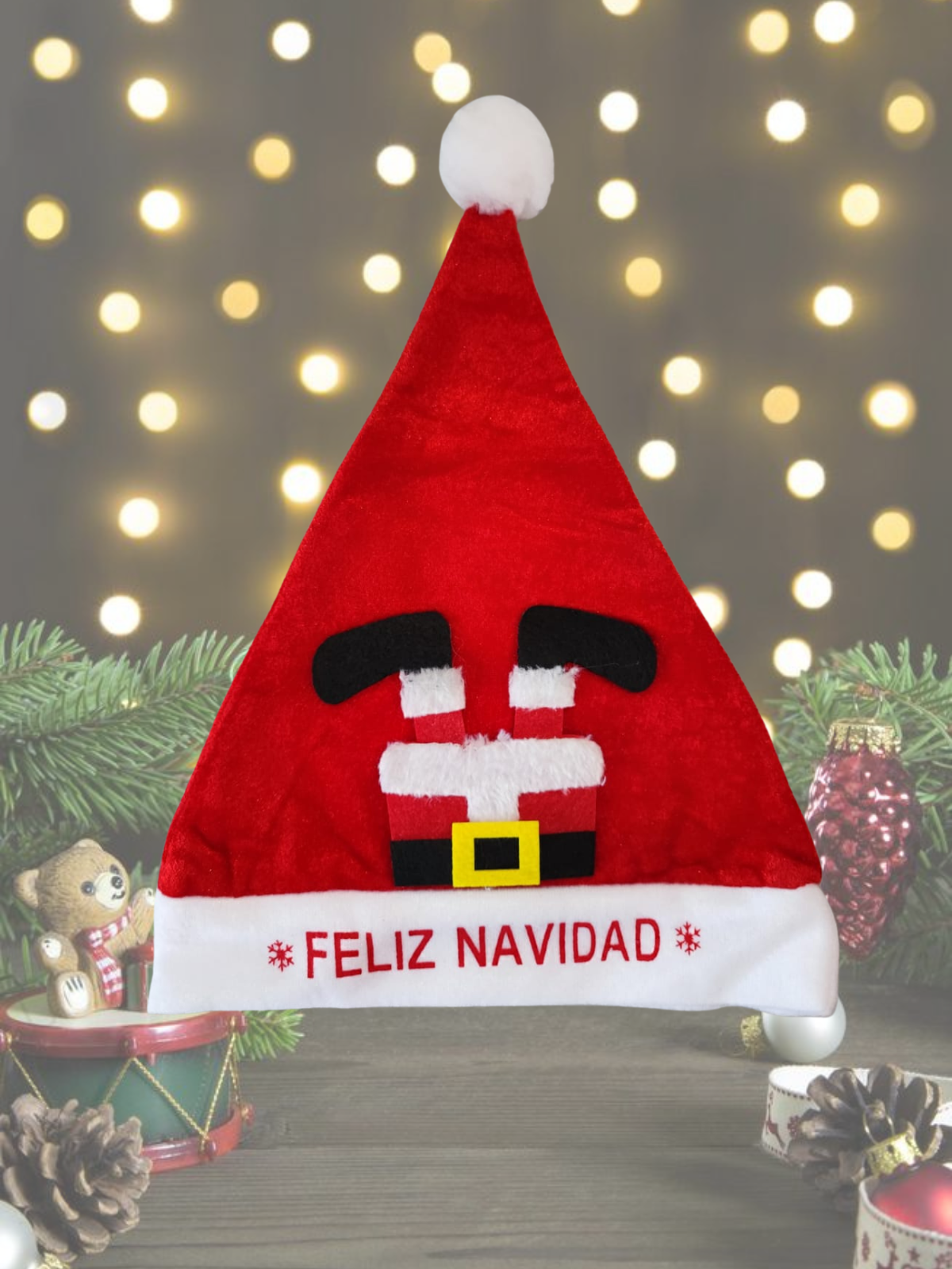 GORRO NAVIDEÑO CON DECORACION
